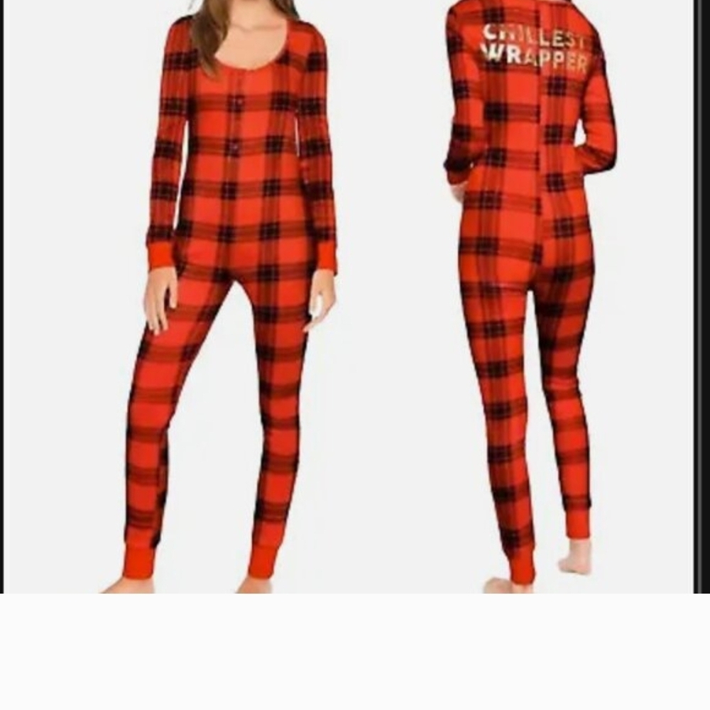 PINK Victoria's Secret Red Plaid Onesie